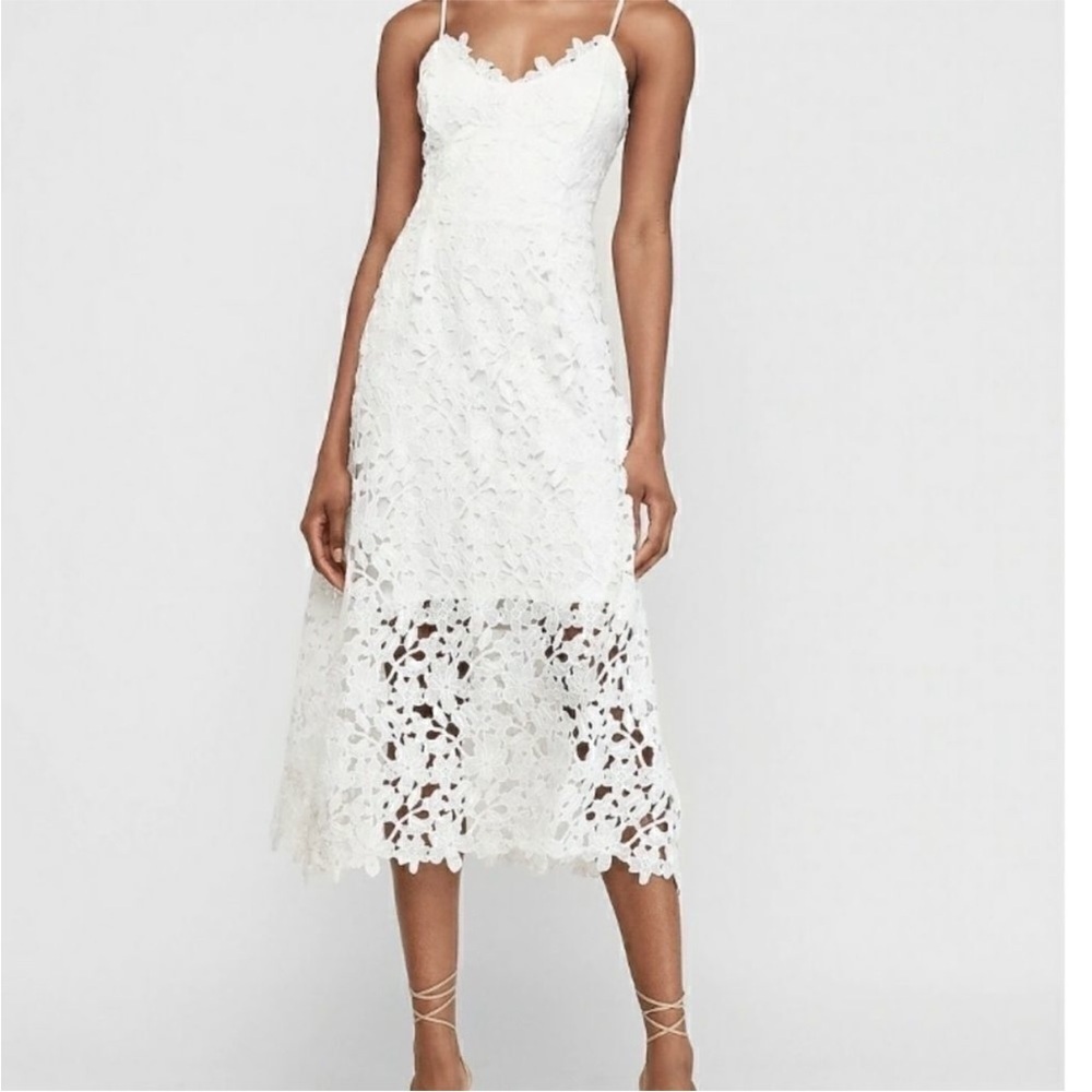 Express White Lace Midi Dress